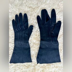 Fownes Antique WW2 Era Black Suede Child Leather Gloves Small